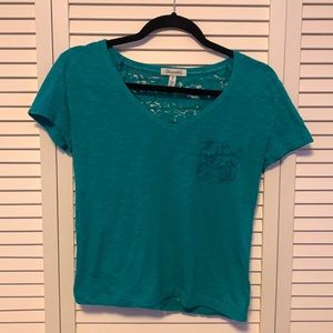 Turquoise Lace Back Aeropostale Short Sleeve Tee